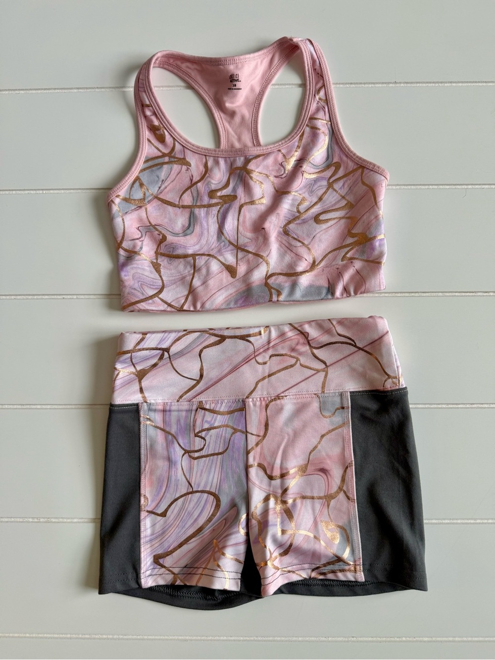 Pink Marble Active/Dance Set with Gold Accents